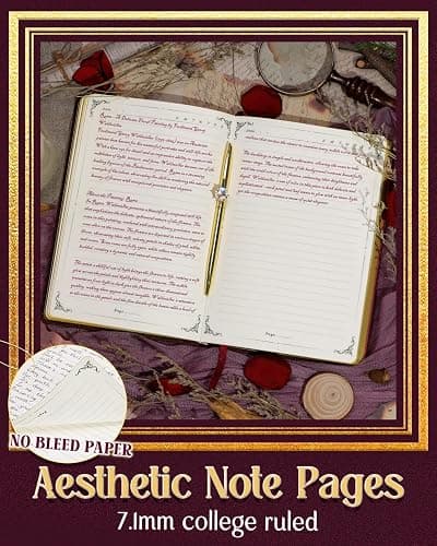 hi!SCI Thick Journal Notebook for Women & Girls, 360 Pages A5 Writing Journaling Notebook with Paintings, Women Journal for Writing, Vintage Journal with Gift Box & Pen for Women Gift Ideas (Claret) thumbnail 4