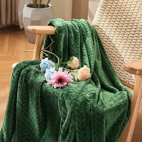 Inhand Fleece Throw Blankets, Super Soft Flannel Cozy Blankets for Adults, Washable Lightweight Blanket for Couch Sofa Bed Office, Warm Plush Blankets for All Season (50"×60", Green) - A-green - Throw/Travel-50x60 IN thumbnail 3