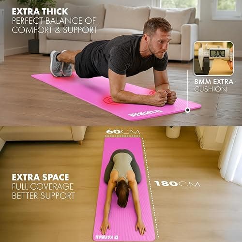 KAYMAN Yoga Mat – Multi-Purpose Extra Thick Foam Exercise Mats – Ideal Floor Mat for Pilates, Stretching, Resistance Workout & Therapy – Home & Gym Equipment Accessory for Men Women Kids –183 x 60cm thumbnail 2