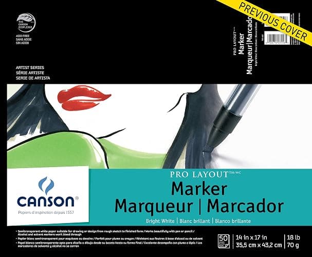 Canson Artist Series Pro Layout Marker Pad, 14” x 17”, Fold-Over Cover, 50 Sheets (100511049), 14" x 17" , white thumbnail 2