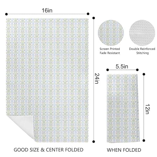 Kemingni Pink and Blue Grandmillennial Floral Kitchen Dish Towels, Pastel Grand Millenial Flower Decorative Hand Towels for Bathroom Kitchen, Preppy Floral Bathroom Decor, 16x24 Inch thumbnail 3