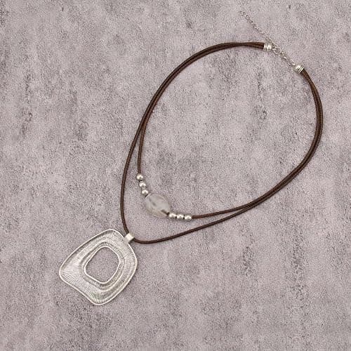 joymiao Boho Necklaces for Women Chunky Circle Necklace Layered Boho Circle Leather Choker Necklace Long Vintage Necklaces Bohemian Jewlery Gifts thumbnail 5
