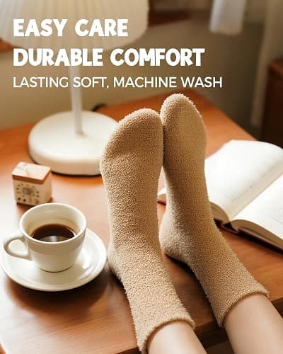 RBONIGHT 5 Pairs Fluffy Soft Cozy Warm Fuzzy Socks for Fall Winter Gifts Christmas Stocking Stuffers thumbnail 6