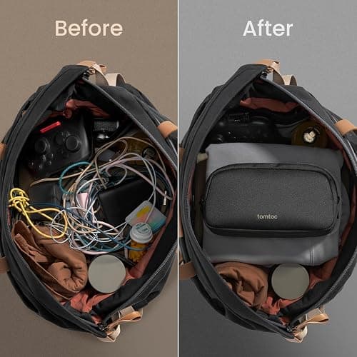 tomtoc Electronics Organizer Travel Case, Water Resistant Travel Bag Cable Organizer for Essentials, Tech Pouch Accessories Carry Storage for Cord, Phone, Cables, Airpods, USB Flash Drive, Daily Items thumbnail 5