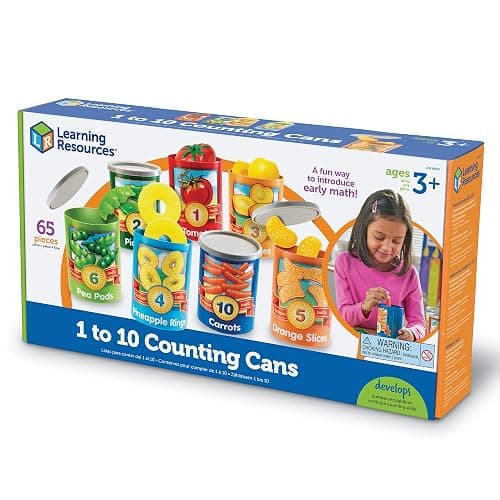 Learning Resources One to Ten Counting Cans - 65 Pieces, Ages 3+, Toddler Activities, Preschool Pretend Play, Supermarket Food Toys thumbnail 8