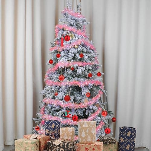 LOMIMOS 17 Ft Easter Christmas Tinsel Garland,Pink Glittering Decoration for Xmas Tree Party Wedding Supplies thumbnail 4