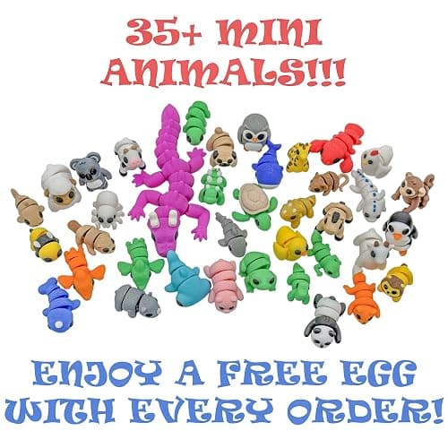 Articulating Animal Figurines – 10-Pack Mystery Mini Collectibles in Egg | 35+ Designs, Rainbow Colors, Premium Toys | Unique Gift for Kids & Adults by VDK Printing (MysteryEgg010) thumbnail 4