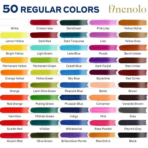 Finenolo 50 Colors Watercolor Paint Set with 8 Brushes (Water Brush + Detail Brushes), Mixing Palettes & Complete Accessories, Perfect for Beginners,Great for Outdoor Sketching, Painting Creation, Holiday Gifts thumbnail 4