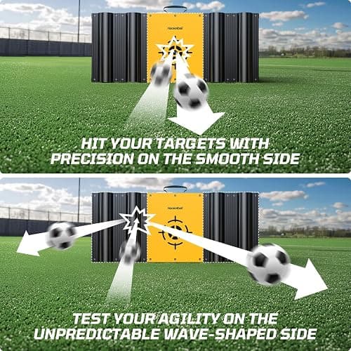 Haokelball 43 x 16 Inch Soccer Rebounder Board – 2 Adjustable Angles Wall Kick Back Trainer with 2 Sandbags, Flat and Wavy Training Surfaces for Passing, Control, and Soccer Practice thumbnail 3