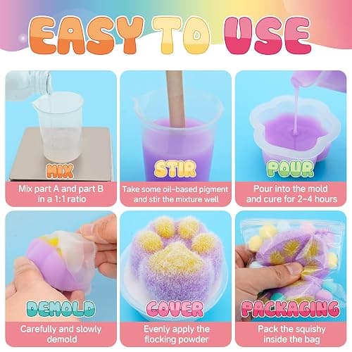 Taba Squishy Making Kit for Kids - Squishy Toys - Craft Gifts for Girls | 18OZ Rubber with Guided for Beginners-Squishy Kit with Mold - Arts and Crafts for 8-12 - Toys for Girls Birthday Gift thumbnail 4