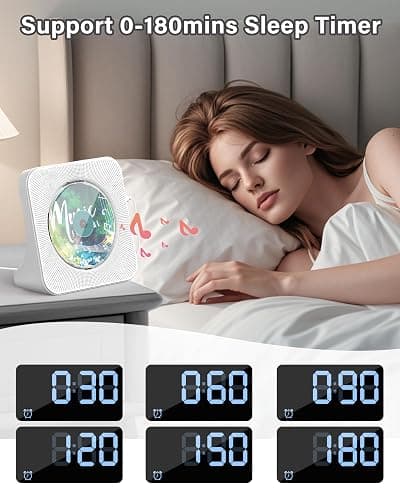 Portable CD Player with Bluetooth 5.0, Greadio Desktop CD Players for Home, CD Music Player with Speakers, Remote Control, Dust Cover, FM Radio, LCD Display, AUX, USB, Headphone Jack thumbnail 8