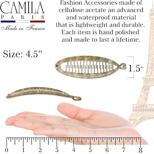 Camila Paris CP3106 4.5 inch French Banana Clip Hair Comb Classic Girls Updo Flexible Ponytail Holder Interlocking Banana Combs, Fashion Durable Styling Hair Accessories for Women, Made in France thumbnail 4