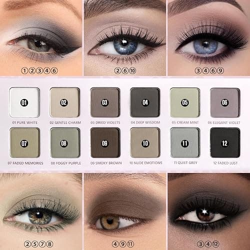oygcee Matte Eyeshadow Palette, All Matte Cool-Toned Eye Shadows Pallet-Natural Soft Eye Makeup Compact Ultra-Pigmented Blendable Long Lasting Silkly Cream Texture Neutral Eyeshadow for Older Women thumbnail 3