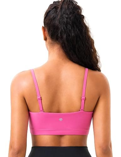 YUNOGA Womens Adjustable Spaghetti Thin Strap Sports Bra Square Neck Padded Wireless Workout Yoga Bra thumbnail 2