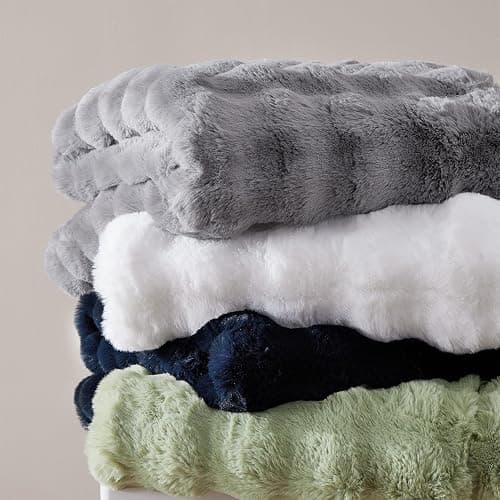 CozyBloom Luxury Soft FauxFur Throw for Couch - Decorative Cozy Plush Long Shaggy Fluffy Grey Solid Comfy Fleece Furry Reversible Puffy Thick Warm Blanket - 50''X60'' (JF003) thumbnail 9