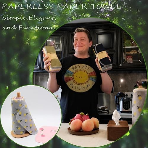 Paperless Towels Roll Washable Cotton Cloth, Reusable Paper Towels - 25 Pack with Durable Cardboard Roll - 10" X 10" Zero Waste Reusable Napkins Eco Friendly thumbnail 4