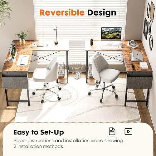 Sweetcrispy L Shaped Desk - Computer Corner Gaming PC Table with CPU Stand Side Bag for Home Office Dorm Sturdy Writing Workstation thumbnail 6