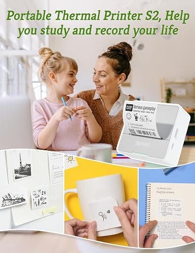iDPRT Mini Sticker Printer Machine with 1 Roll Sticker Paper, Portable Thermal Printer for Study, Grey thumbnail 4