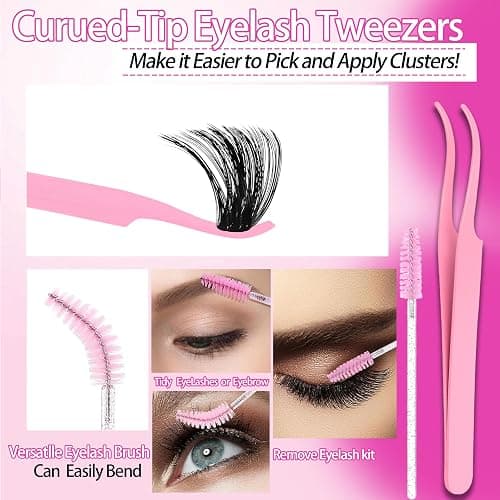 YIDUO 575Pcs Lashes Clusters Kit with Glue and Removers, D Curl Volume 150D+200D Thick+Spiky Lashes Extension, 12-21mm Thick Extension Eyelashes DIY Individual False Eyelash Kit DIY at Home Easily thumbnail 7