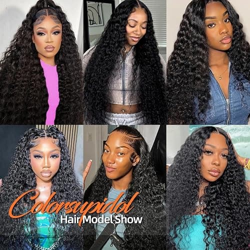 COLORSUPIDOL 32 Inch Deep Wave Lace Front Wigs Human Hair Natural Density 13x4 HD Transparent Lace Frontal Wigs Human Hair Pre Plucked Deep Curly Glueless Wigs for Black Women Natural Color thumbnail 6