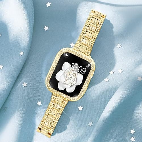 Mosonio Bling Bands for Apple Watch Women and 2P Case,Metal Band for iwatch | Size Options-Fits for Apple Watch Series 11/10/9/8/7/SE/6/5/4/3/2/1/Ultra- 38mm 40mm 41mm 42mm 44mm 45mm 46mm 49mm thumbnail 6