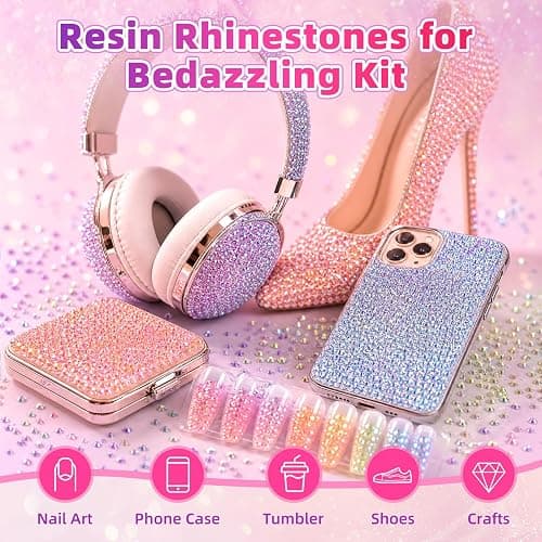 40000Pcs 40 Colors Resin Jelly Rhinestones Kit, 3mm Flatback Rhinestones with 3Pcs B7000 Jewelry Glue & Tools, Bedazzler Kit with Rhinestones, All-in-One Bedazzling Kit for DIY Arts & Crafts Gifts thumbnail 3
