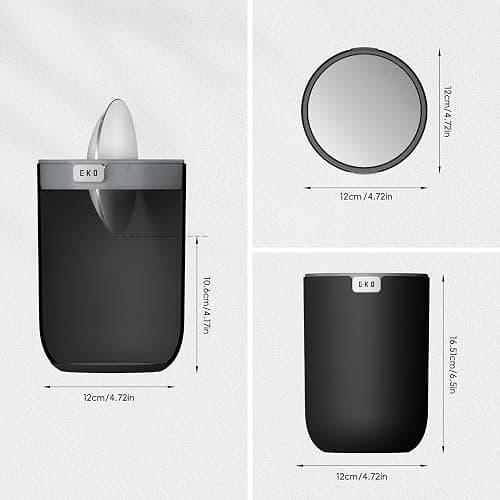 EKO Fandy 0.4 Gal/1.5L Mini Tabletop Trash Bin with Swing-Lid, Desktop Trash Can for Bathroom Countertop, Vanity, Coffee or Office, Small Garbage Bin (Black) thumbnail 5