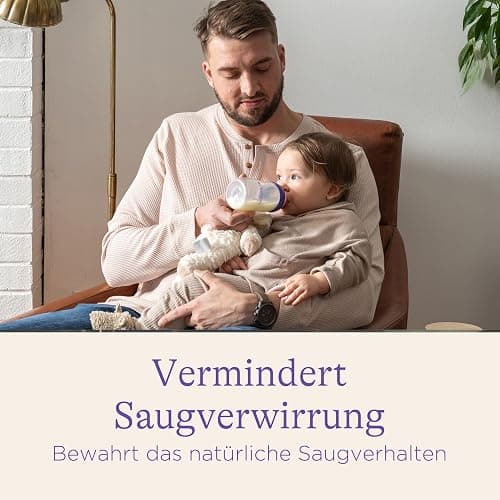 Lansinoh Babyflaschen Starter Set - Babyflasche in 160 ml & 240 ml - NaturalWave Sauger Größe S, M, L - neues kompaktes Design für verbesserte Stabilität - mit stapelbarem Deckel thumbnail 3