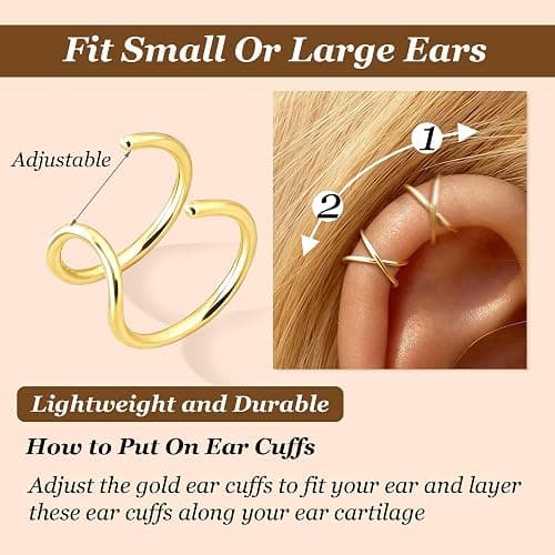 Ear Cuffs Non Piercing Ear Cuff Earrings for Women Trendy Clip on Cartilage Earring Stacks Non Pierced Fake Earrings Jewelry Birthday Christmas Gifts Stocking Stuffers thumbnail 4
