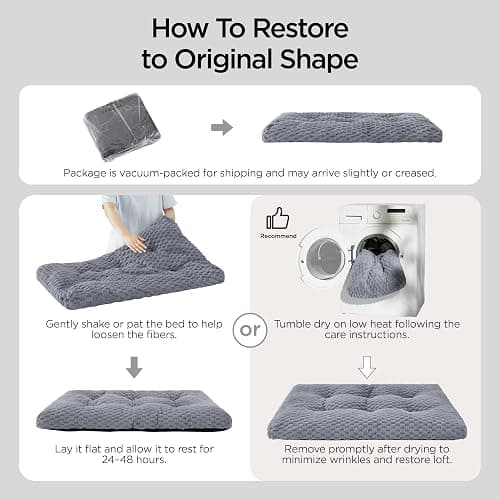 Bedsure Small Washable Dog Bed for Crate, Soft Fluffy Bubble Fleece Pet Bed Mat, Non-Slip and Machine Washable Kennel Sleeping Pad for Small Dogs/Puppy/Cat, for Crate/Floor/Car, 23"x17"x3", Beige thumbnail 5