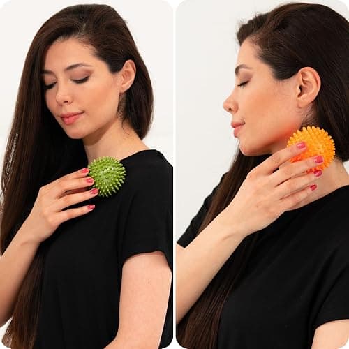 M.S.Lemberg® Igelball Massage Set - Massageball für Reflexzonen, Anti-Stress, Entspannung Geschenk - Noppenball Fußmassage Rücken Nacken Hand Fuß - Ball mit Noppen klein - hart & mittel-weich thumbnail 4