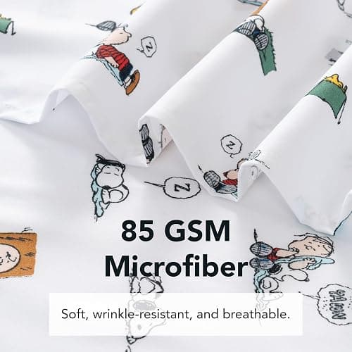 Berkshire Blanket Peanuts® Kids Sheet Set, Twin Size - 3 Pieces, Peanuts® Sleeping Colorized Sheet Scale White, Cute Character Snoopy Printed Soft Microfiber Bed Sheets thumbnail 5