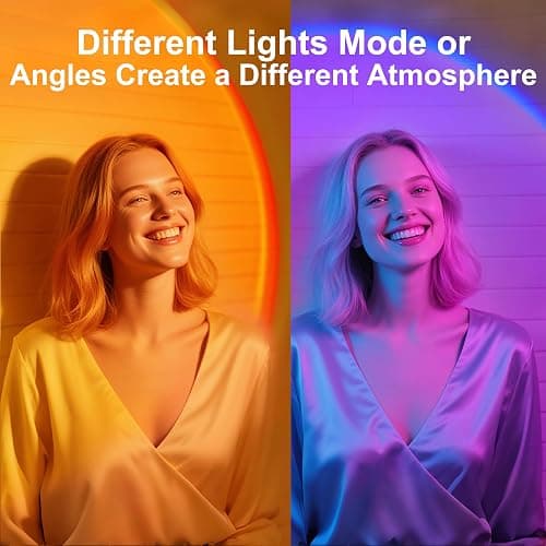Sunset Lamp Projector for Room Decor,Endless Color Sun light Lamp Mood Lighting,Sunrise Sunset Light 360°Rotation LED Projection Lamp for Party,Tiktok Live,Photography|Multicolors,APP&Button Switch thumbnail 5