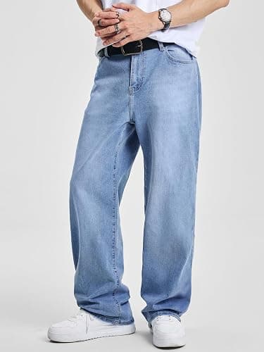 JMIERR Men's Baggy Jeans Wide Leg Skater Hip Hop Denim Pants Loose Fit Streetwear thumbnail 2
