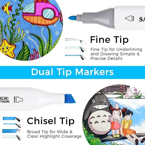 SAVZJSD 240 Colors Alcohol Markers, [2025 Upgraded] Dual Tips Markers for Kids and Adults in Coloring or Painting(Fine & Broad) thumbnail 3
