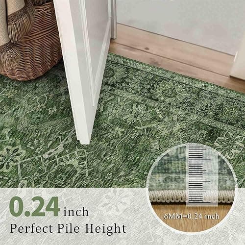 5x7 Green Washable Rug for Living Room Vintage Distressed Bedroom Rug | Large Low Pile Non-Slip Soft Boho Carpets for Bedroom Dining Room Office Indoor Nursery thumbnail 5