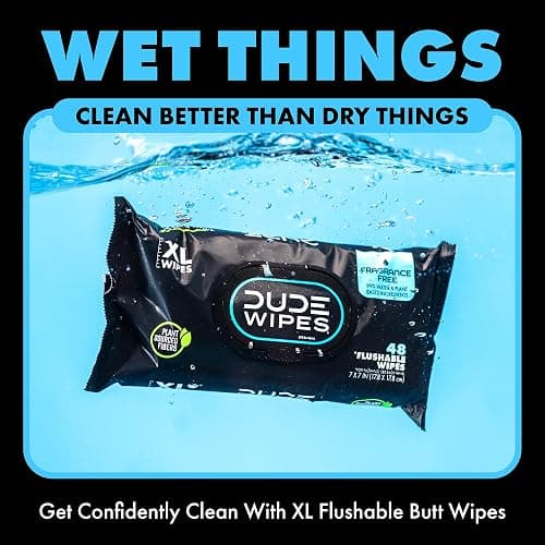 DUDE Wipes - Flushable Wipes - 6 Pack, 288 Wipes - Unscented Extra-Large Adult Wet Wipes - Vitamin-E & Aloe - Septic and Sewer Safe thumbnail 5