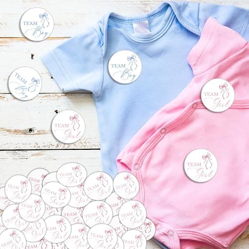 30 Pcs Gender Reveal Pins, Metal Badge Pins for Team Boy and Team Girl, Baby Shower Badges Pins for Party Game, Pink Bow Blue Bow Baby Shower Badges Pins for Guests, Gender Reveal Decor, 1.5 Inch thumbnail 2