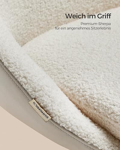 SONGMICS Homeoffice Stuhl, Schminkstuhl aus Sherpa, Schreibtischstuhl, Schaumstoffpolsterung, höhenverstellbar, für Arbeitszimmer, Schlafzimmer, cappuccinobeige-wolkenweiß OBG020W01 thumbnail 5