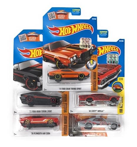 Hot Wheels Muscle Car Madness 5 Pack Random Diecast Bundle Set with Various Corvettes, Mustangs, Camaros, Chargers, GTO"s, Firebirds, Shelby, and More thumbnail 3