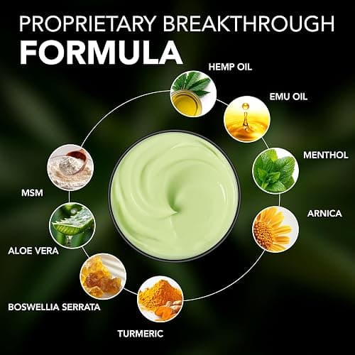 Hemp Cream - Maximum Strength - Natural Hemp Oil Extract Gel Rub with MSM - Glucosamine - Arnica - Turmeric - Maximum Strength - Formulated in USA - 3.9 oz thumbnail 2