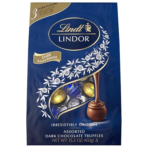 Lindt LINDOR Assorted Dark Chocolate Candy Truffles, Assorted Chocolate with Smooth, Melting Truffle Center, 15.2 oz. Bag thumbnail 7