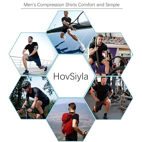 HovSiyla Men's Compression Shirts Cool Dry Short Sleeve Baselayer Athletic Workout T Shirts thumbnail 8