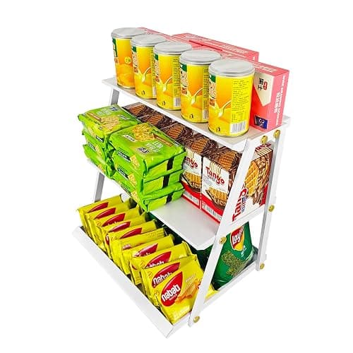 CozyNova 3 tier candy display - Snack holder with snack holder - Multi-functional counter snack and chip holder for stores - Cupcake display stand (White) thumbnail 4