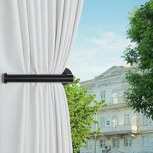 4pcs Curtain Holdbacks, Screw-in Curtain Tiebacks Curtain Tie Backs Curtain Holders for Wall Mounted Curtain Pull Backs for Drapes, Curtain Side Holders Hooks, 304 Stainless Steels, Black thumbnail 2