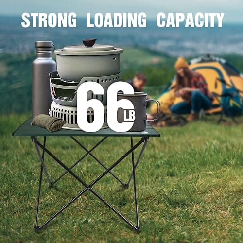 VILLEY Folding Camping Table, Portable Camp Table, Ultralight Aluminum Compact Side Table, Foldable Lightweight Table with Carry Bag for Outdoor Cooking, Picnic, Beach, Travel, Indoor-Green-Medium | Lightweight & Portable, Aluminum Folding Table with Carry Bag for Camping, Outdoor Cooking, Beach, Picnic, Boat & Travel thumbnail 6