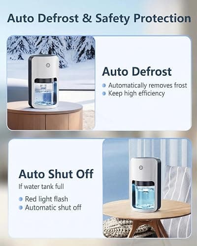Small Dehumidifier for Bedroom, 42oz Dehumidifier with Auto Shut Off, Quiet Portable Dehumidifier for Bathroom, Closet, RV, 7 Color Night Light thumbnail 5