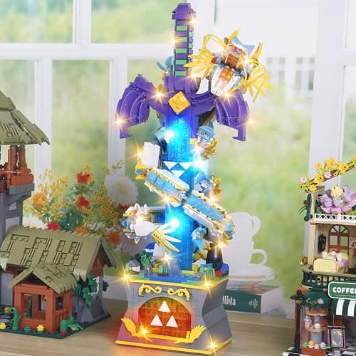 SAMYBLOCKS 1433PCS The Master Dragon Swords Building Blocks Toys(Mini Bricks),A Unique Sword with Dragon Connection Base with Led Lighting,TOTK Decoration Display Gift for 14+ thumbnail 2
