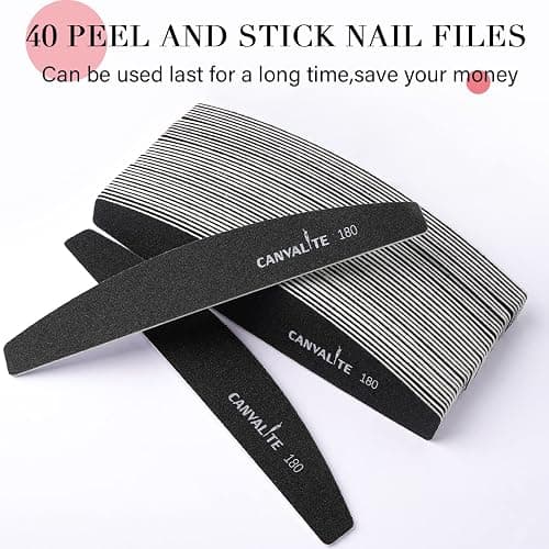 Canvalite 40 PCS Nail File Professional Reusable Peel and Stick Nail Files Replaceable Emery Boards 180 Grit Fingernail Files Manicure Tools for Home and Salon Use thumbnail 3