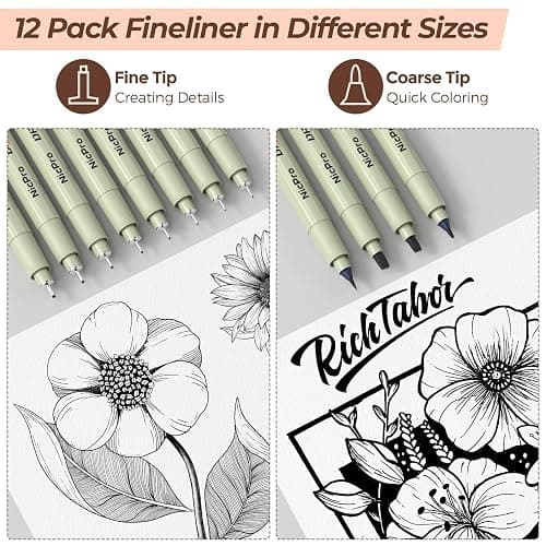 Nicpro 58 PCS Art Drawing Supplies Kit in Leather Case, Art Mechanical Pencil Set with Metal Drafting Pencil 0.3 & 0.5 & 0.7 & 0.9 & 2mm, 12 Micron Pen, Sketch Book, 30 Tube Lead Refills for Sketching thumbnail 3